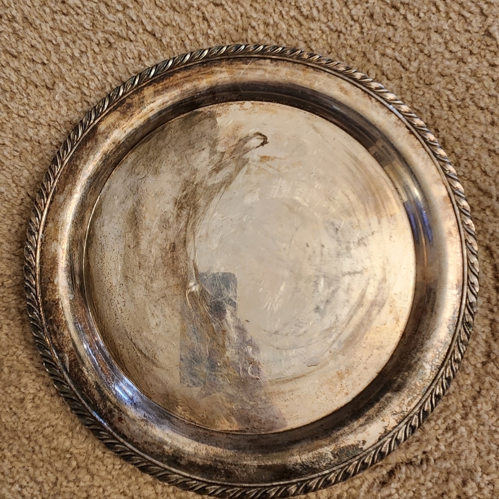 12" Vtg Oneida Silver Round‎ Serving Tray #FF